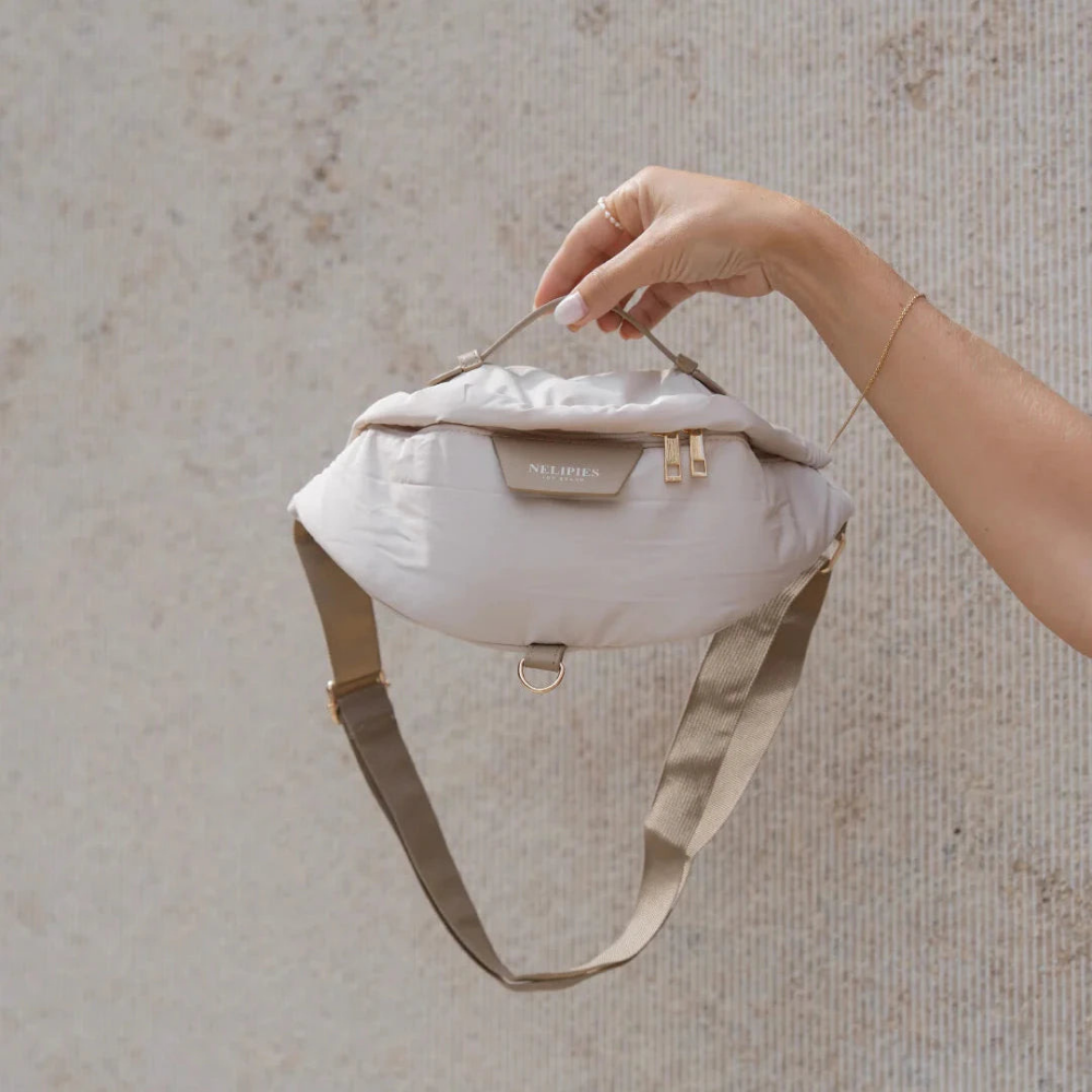 Dekobild Nelipies Puffer Bauchtasche Beige