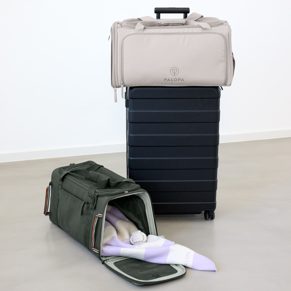 Dekobild auf Koffer PALOPA Hundereisetasche Travel Carrier BENNO Taupe & Dark Olive