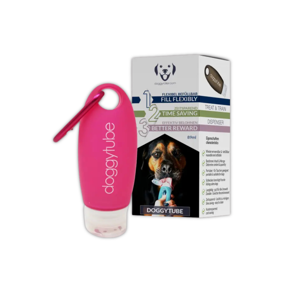 Doggytube Futtertube Pink mit Verpackung - Doggyroller
