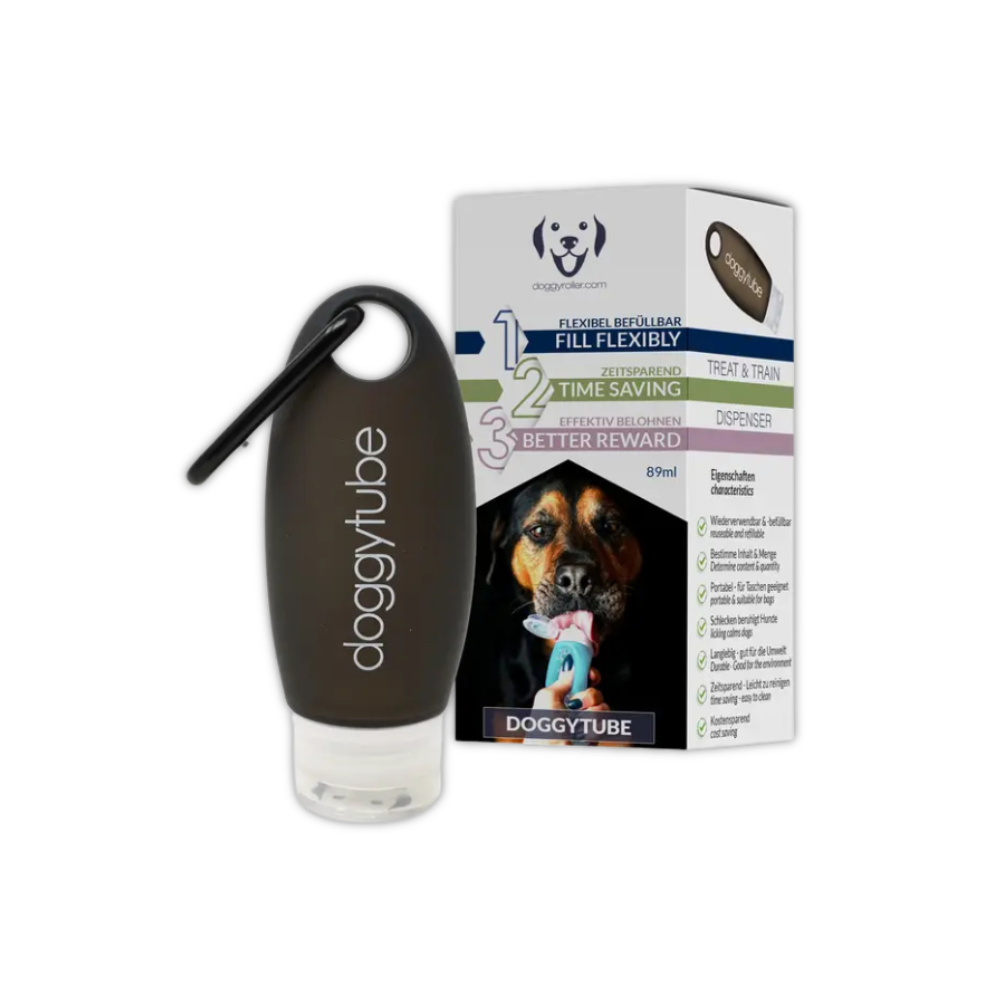 Doggytube Futtertube Schwarz mit Verpackung - Doggyroller