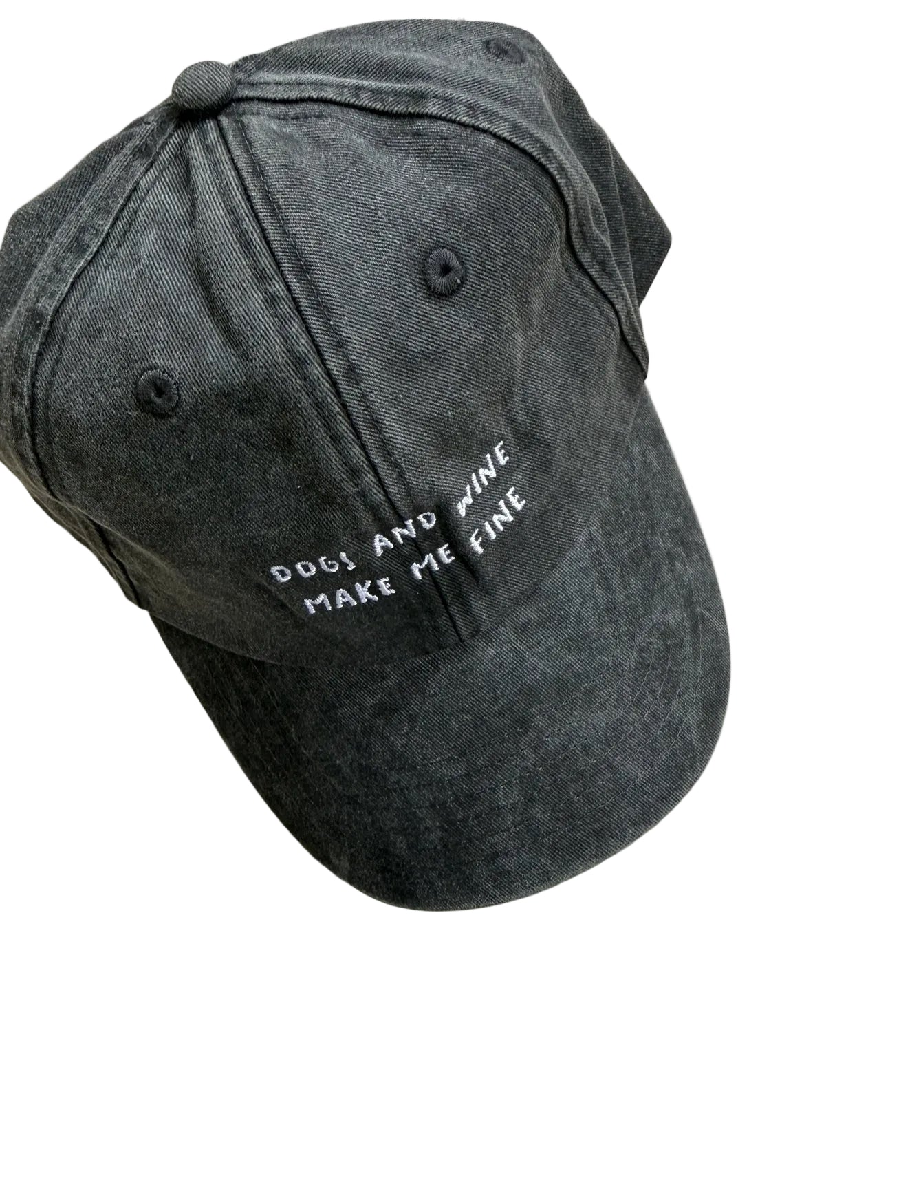 Lieblingspfote Cap DOGS AND WINE MAKE ME FINE Vintage Denim Schwarz