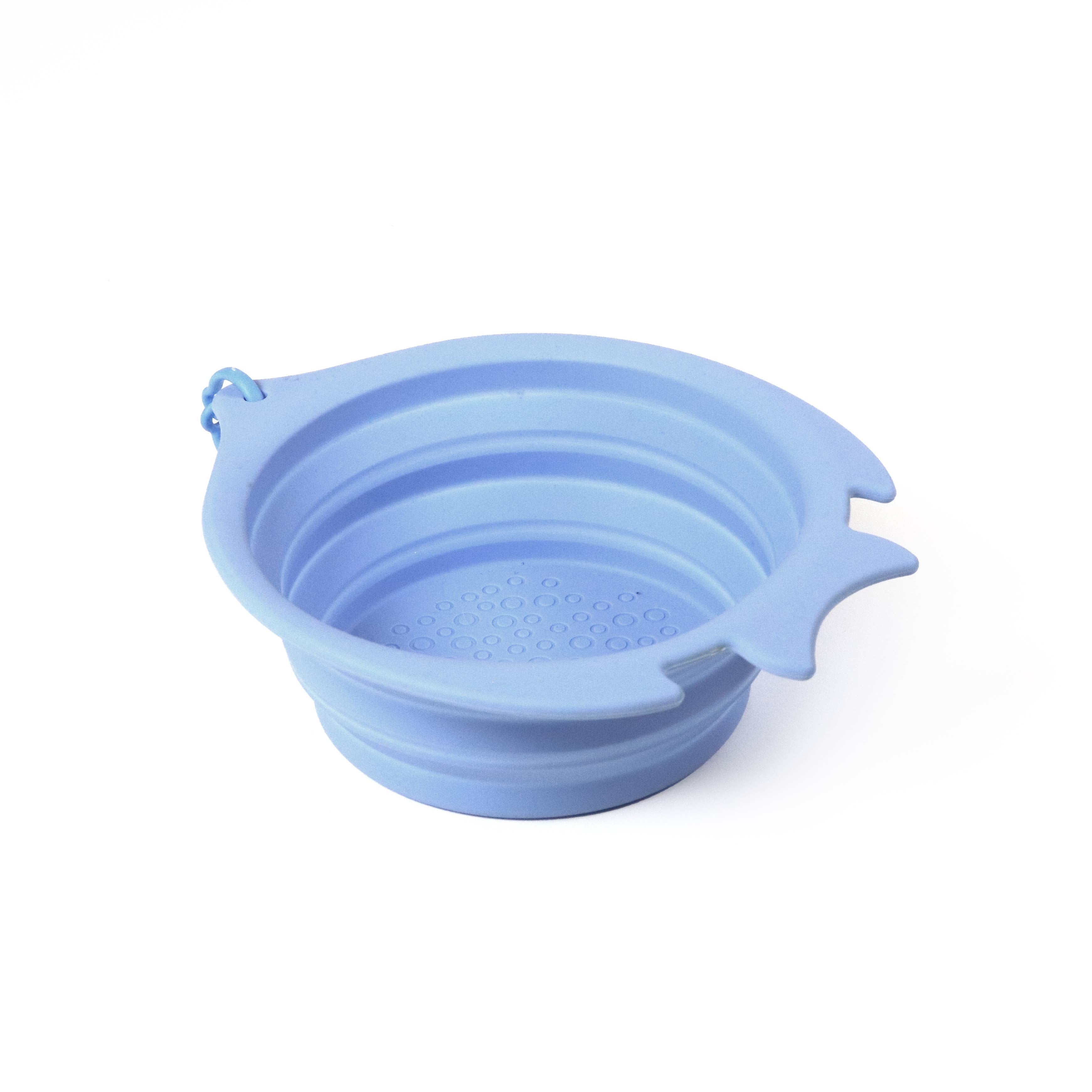 Faltbare Reisenapf 1400 ml aus blauem Silikon Fish Bowl geffnet - United Pets