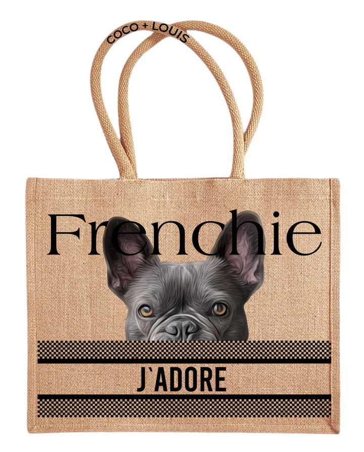 COCO + LOUIS Shopper mit Hundemotiv Frenchie grau