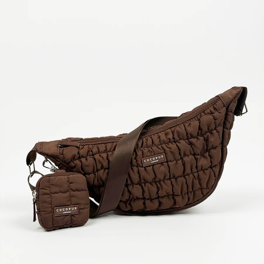Set Gassitasche Crossbody Pufferbag CRESCENT ESPRESSO mit Leckerlibeutel - Cocopup London