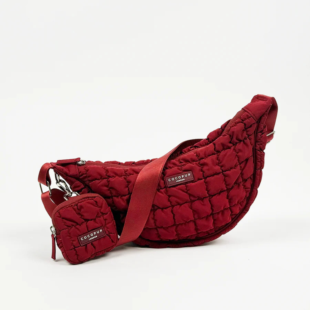 Set Gassitasche Crossbody Pufferbag CRESCENT MERLOT mit Leckerlibeutel - Cocopup London