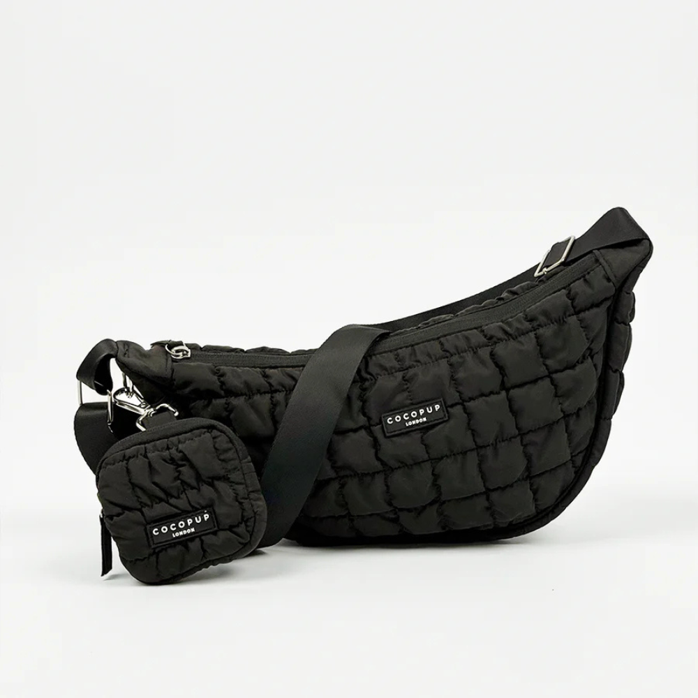 Set Gassitasche Crossbody Pufferbag CRESCENT ONYX mit Leckerlibeutel - Cocopup London