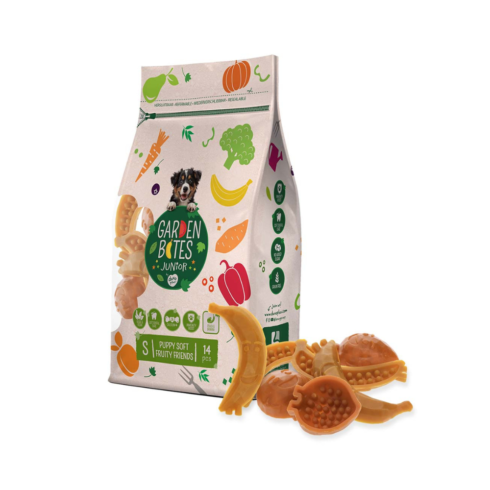 Größe S Dental Kausnack Puppy Soft Garden Bites Fruity Friends - Duvo+
