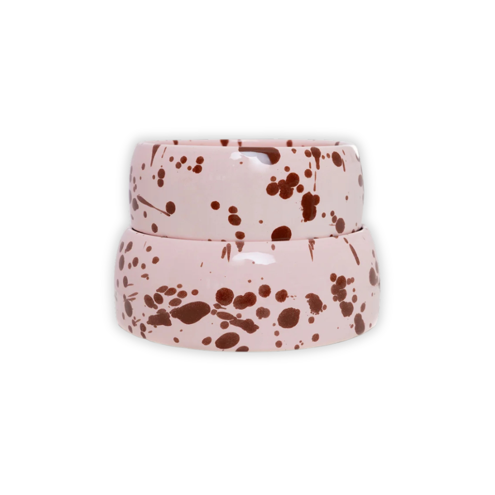 Größenvergleich Splash Keramiknapf Pink/Brown - DOGGUO