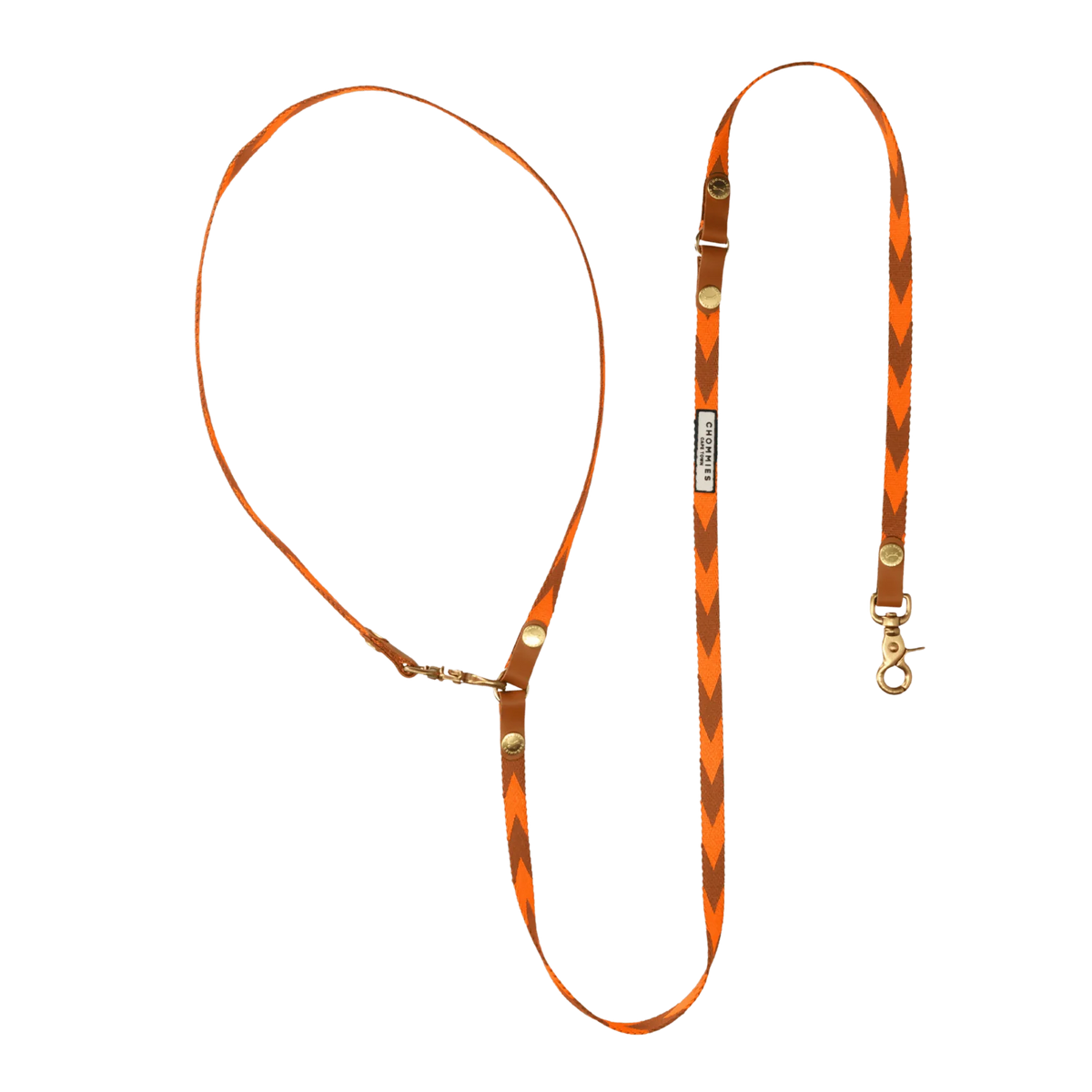 Chommies Hands-Free Dog Leash verstellbare Leine Cognac Orange Mini