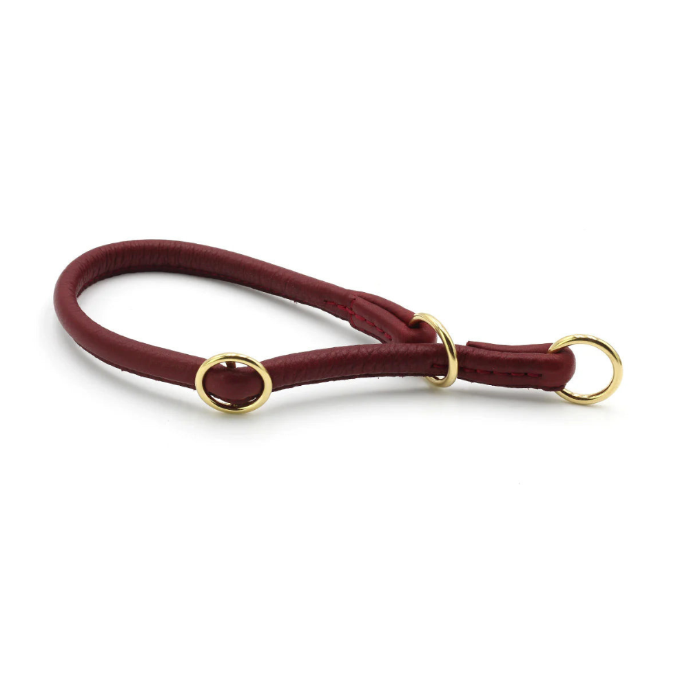 Halsband rundgenäht Burgundy Gold - MAUL Ledermanufaktur