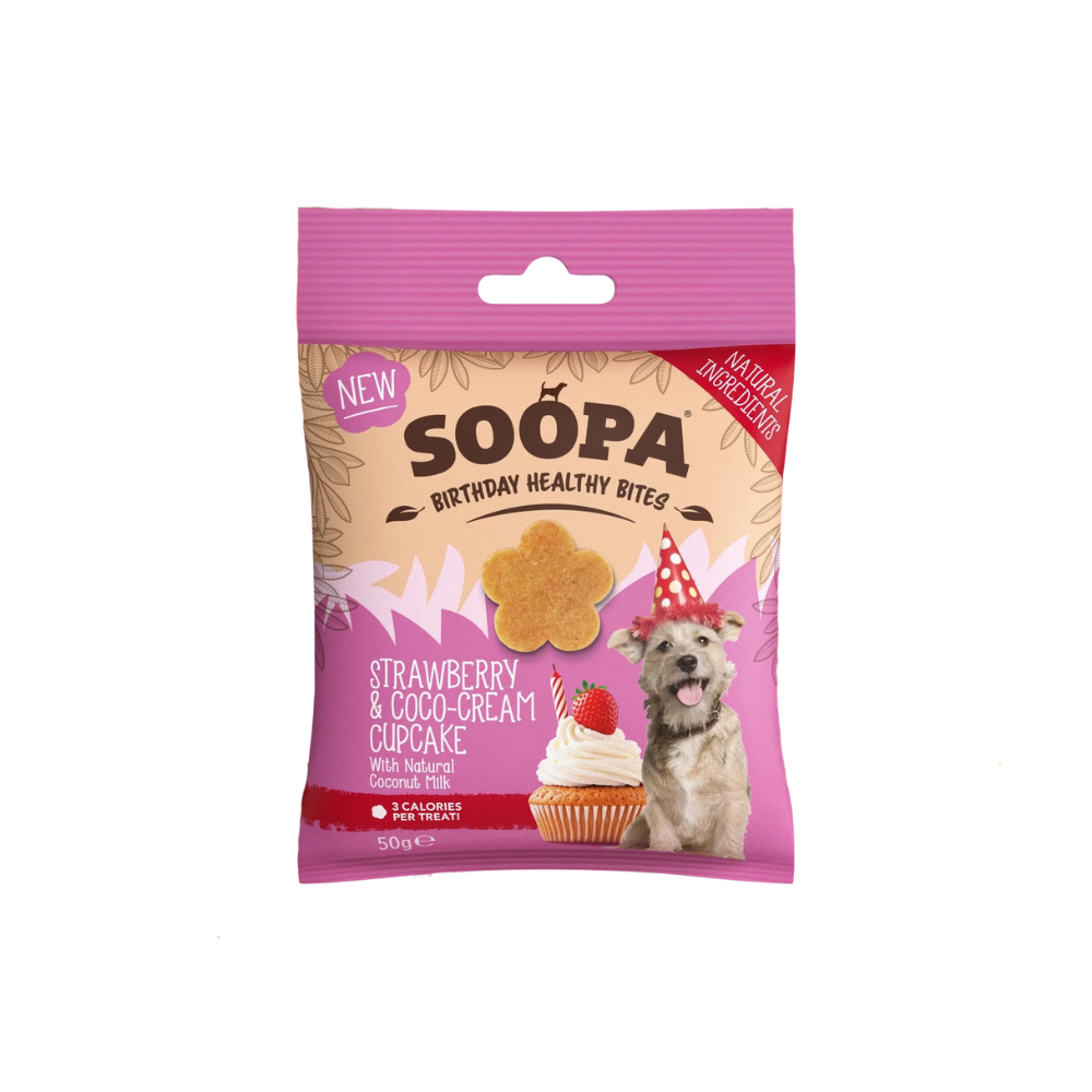 Hundeleckerli Erdbeer- und Kokoscreme-Cupcake Healthy Bites - Soopa