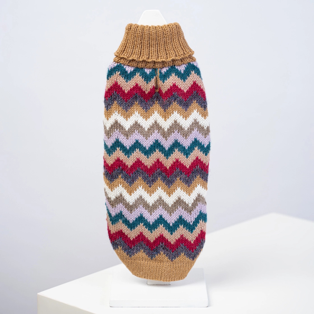 Hundepullover Chevron Camel aus Alpaka - Alqo Wasi
