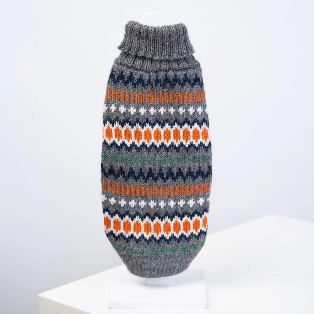Hundepullover Hexagon Grau aus Alpaka - Alqo Wasi