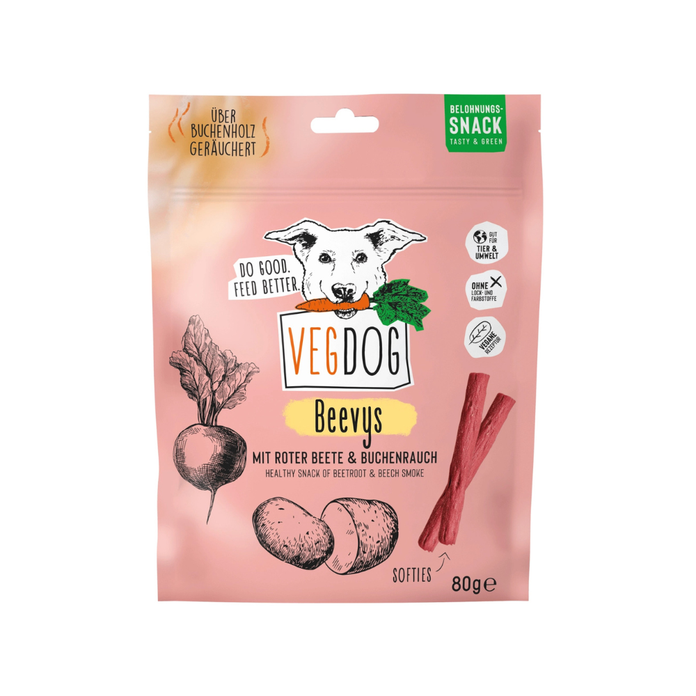 Hundesnack Beevys mit Rote Beete & Buchenrauch - VEGDOG