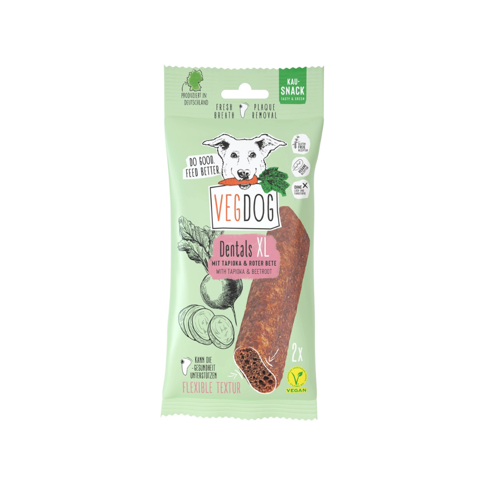 Hundesnack Dentals XL Kaustange mit Tapioka & Rote Beete - VEGDOG