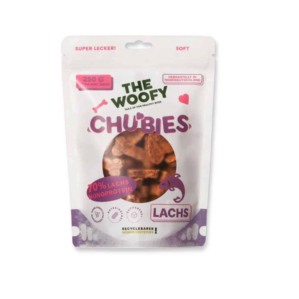 Hundesnack Monoprotein Chubies Lachs - THE WOOFY