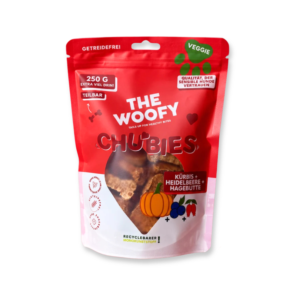 Hundesnack Veggie Chubies Kürbis & Heidelbeere - THE WOOFY