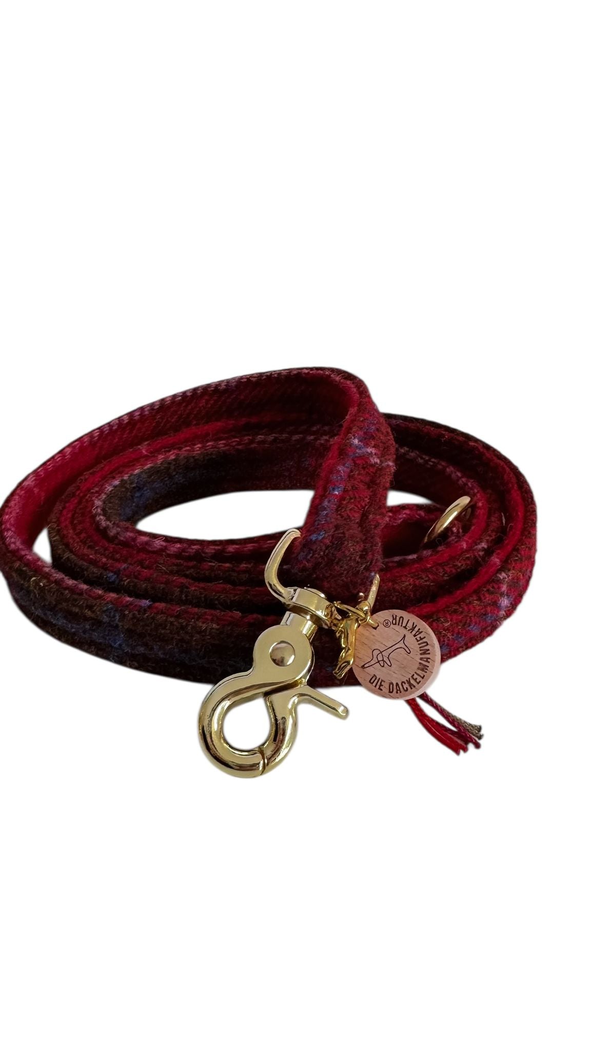 Hundeleine Harris Tweed® Dark Red ca. 1,30m