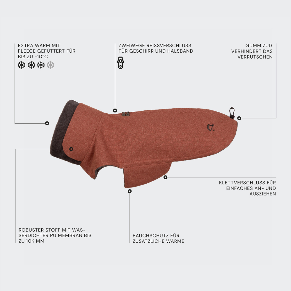 Infografik Cloud7 Hundemantel Brooklyn Rust