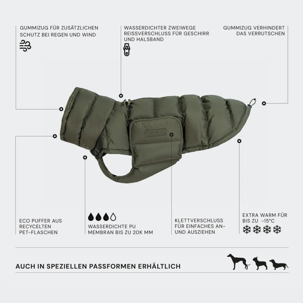 Infografik Cloud7 Hundemantel Winter ALASKA Light Olive