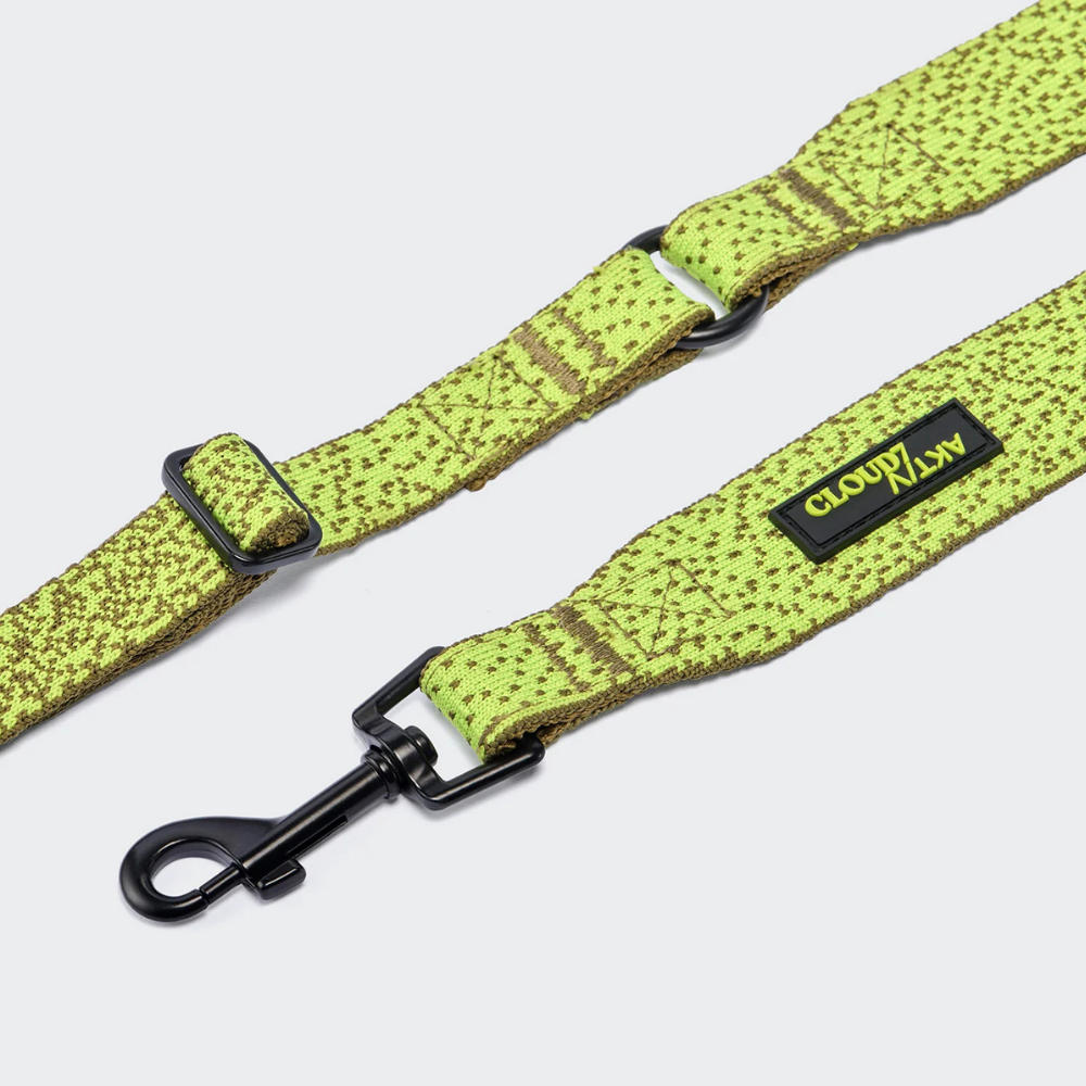 Karabiner Cloud7 AKTIV Handsfree Hundeleine L-3 Knit Khaki / Neon Green