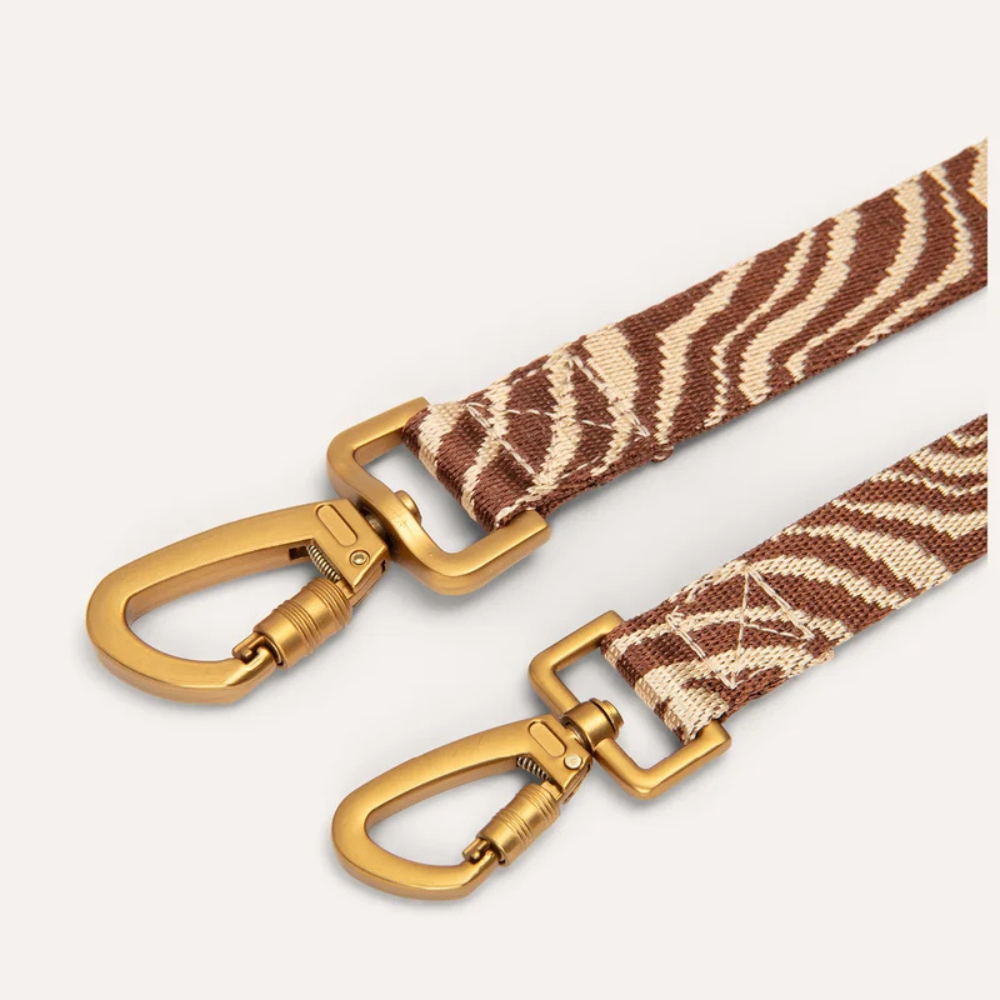 Karabinergrößen Zebra Hundeleine Brown/Beige - DOGGUO
