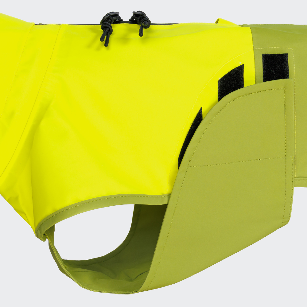 Klettverschluss Bauchschutz Cloud7 AKTIV Dackel Hunderegenmantel Neon Green-Light Olive