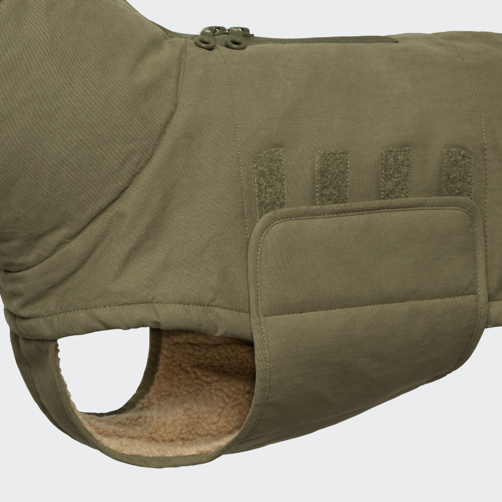Klettverschluss Bauchschutz Cloud7 Hundemantel Winter YUKON Teddy Khaki
