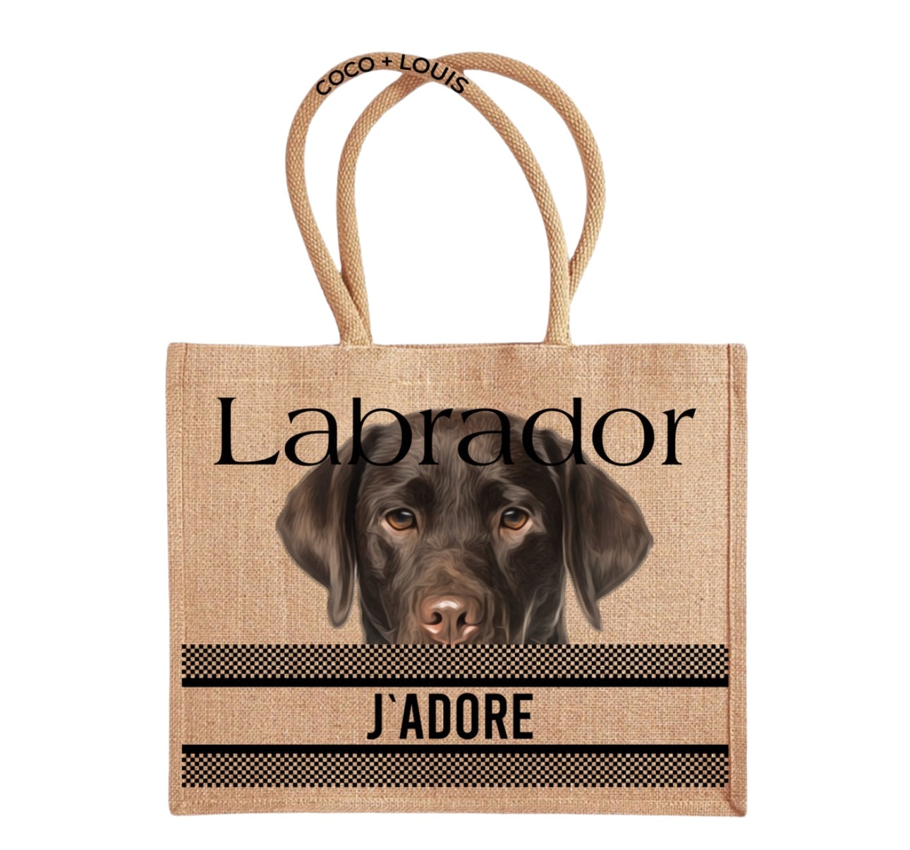 COCO + LOUIS Shopper mit Hundemotiv Labrador Braun