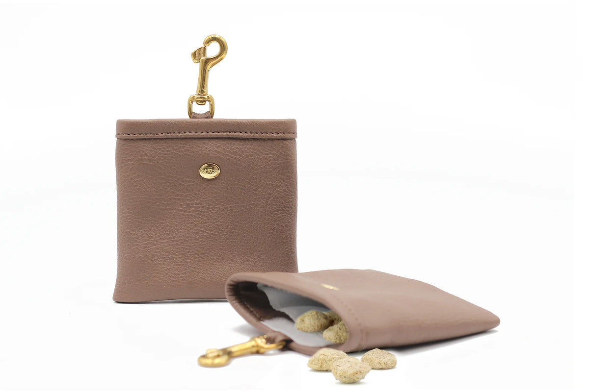 Leckerlibeutel Leder Klassik Taupe