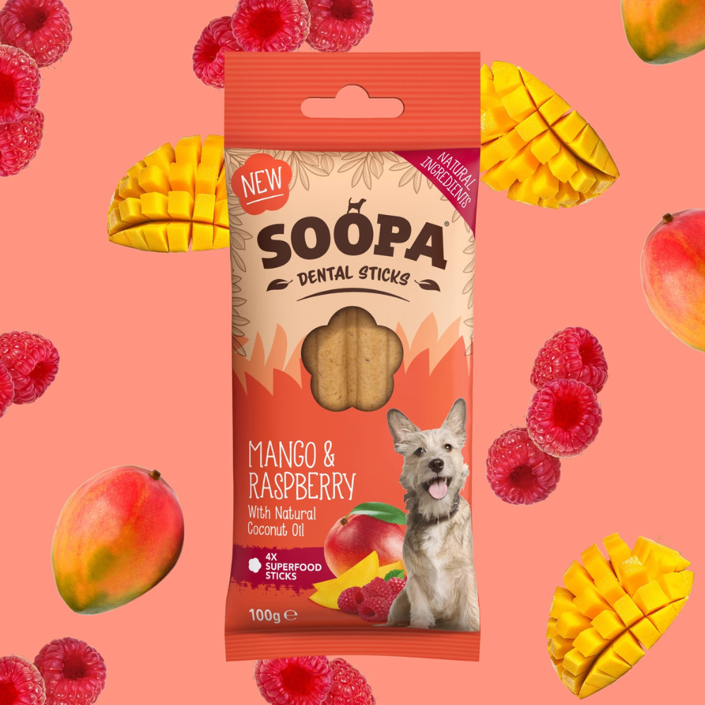 Moodbild Hundeleckerli Mango & Himbeere Dental Sticks - Soopa