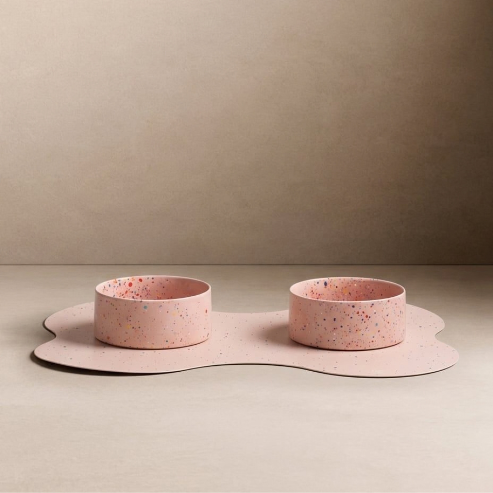 New Party Bone-Futtermatte & Näpfe Rosa - egg back home
