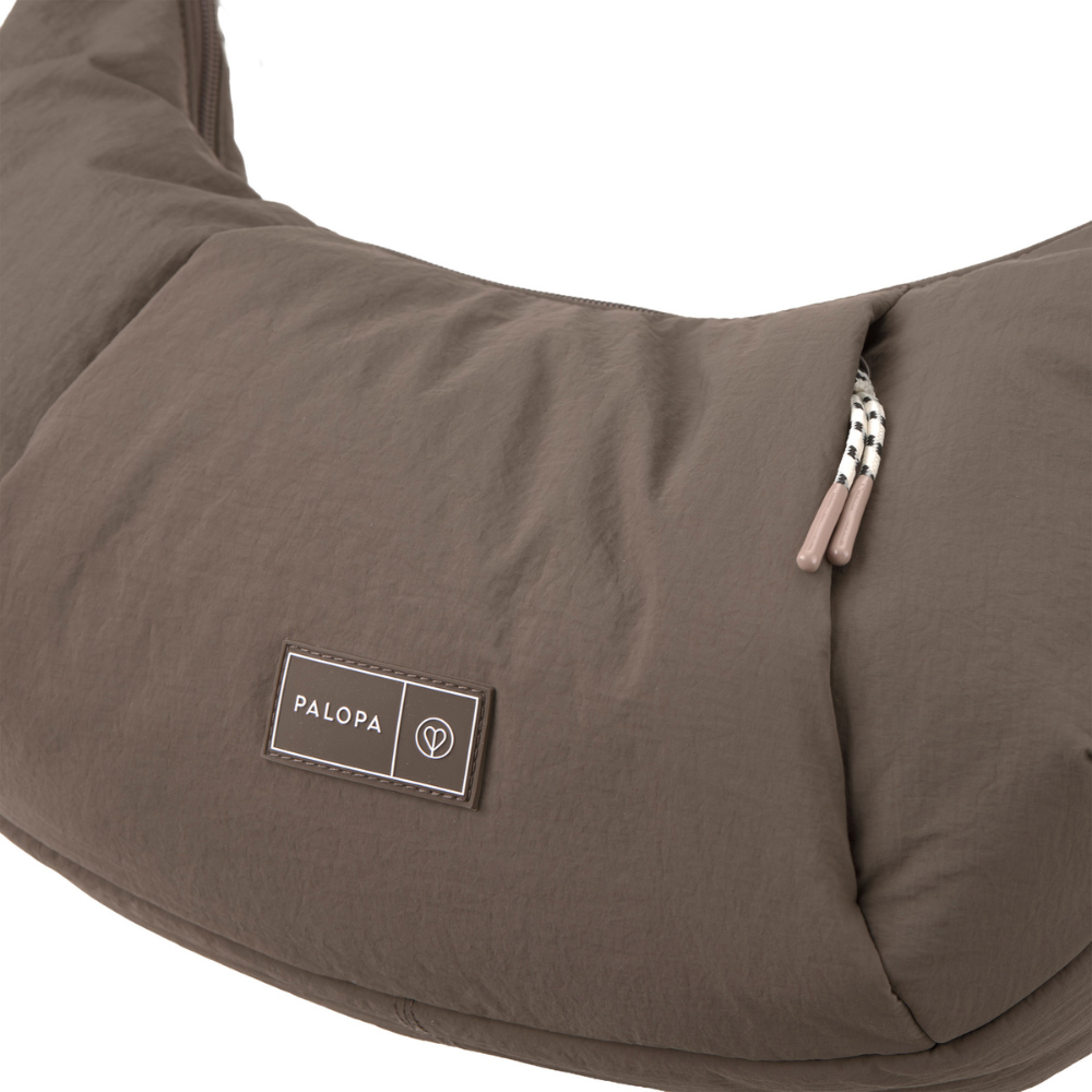 PALOPA Crossbody Bum Bag PANIO Crinkled Chocolate Logo & Fach mit Reißverschluss