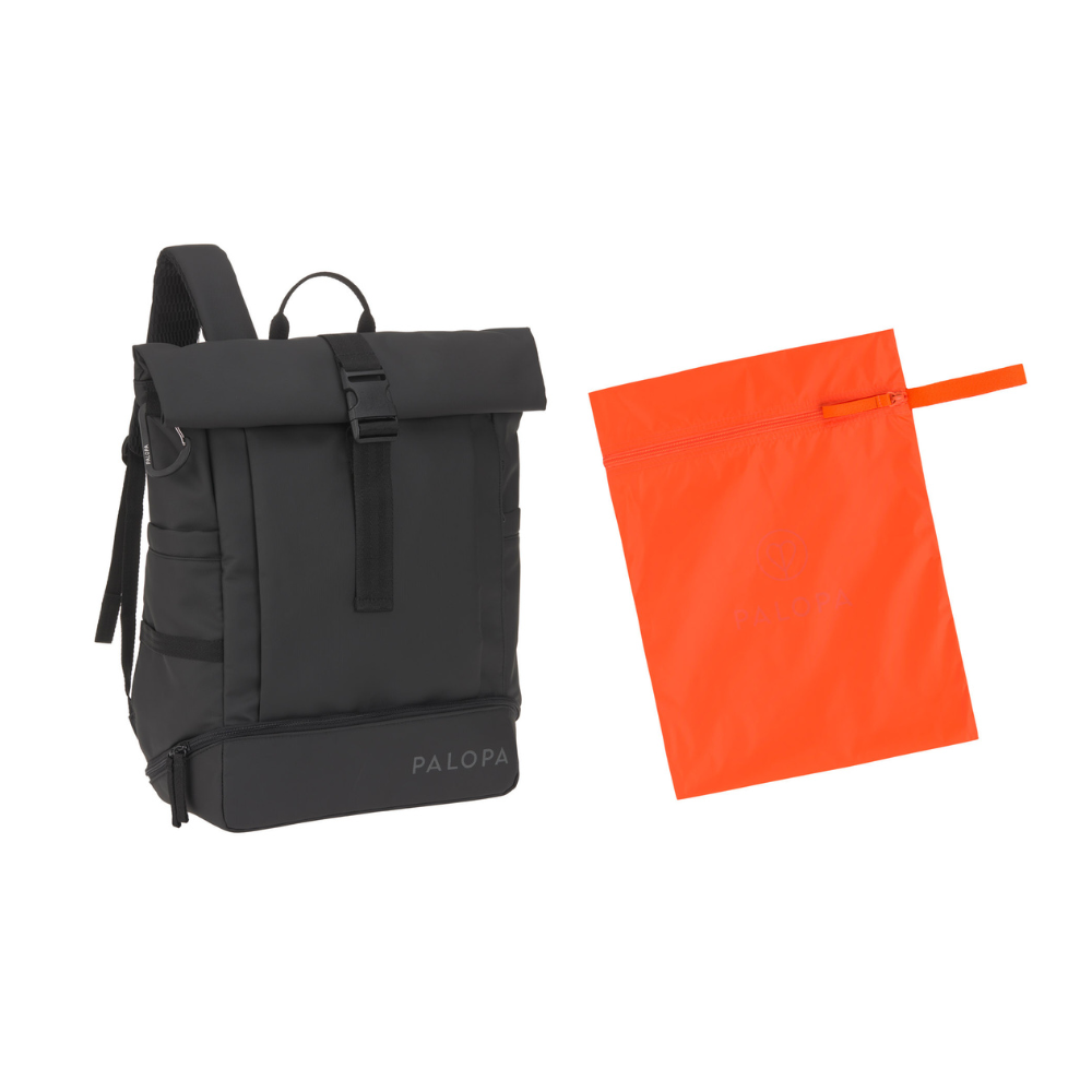 PALOPA Rolltop Backpack Rucksack YOSKA Black + Beutel