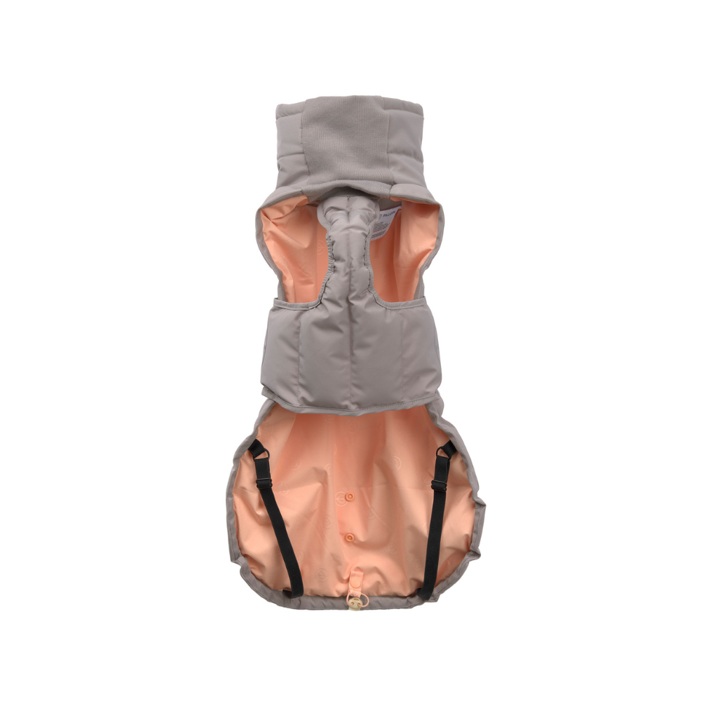 PALOPA Wintermantel Nolia Taupe von unten mit Beinbefestigung