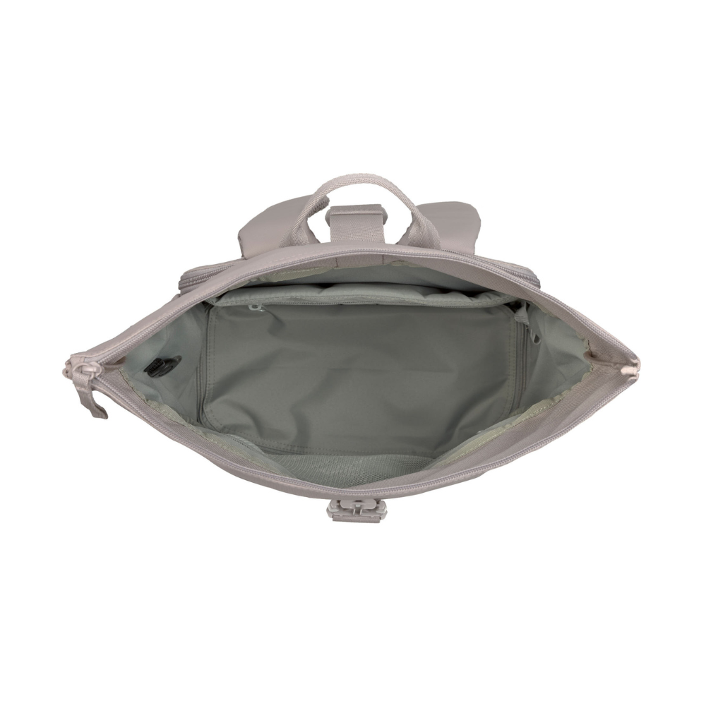 Innenansicht PALOPA Rolltop Backpack YOSKA Taupe von oben geöffnet