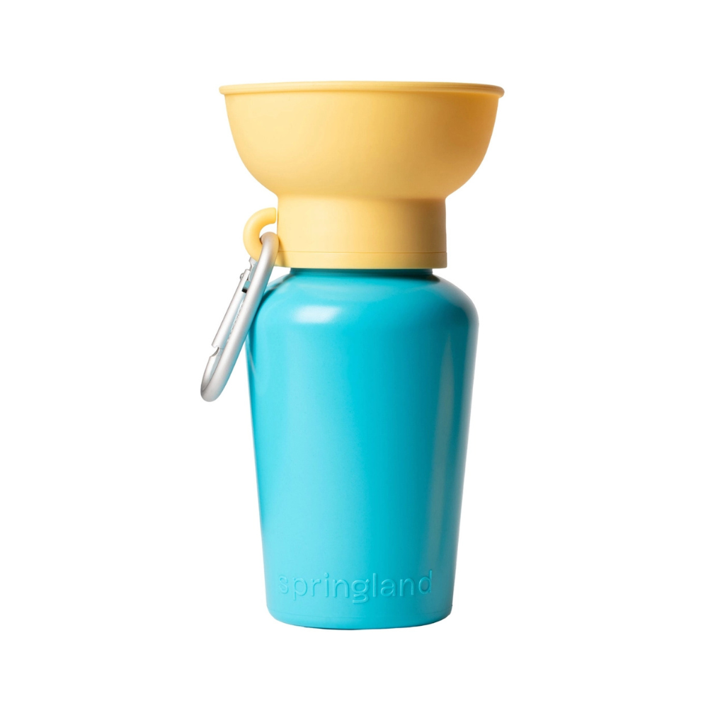 Reisetrinkflasche Flip Hundeflasche Hellblau/Gelb Milos limited Edition - springland