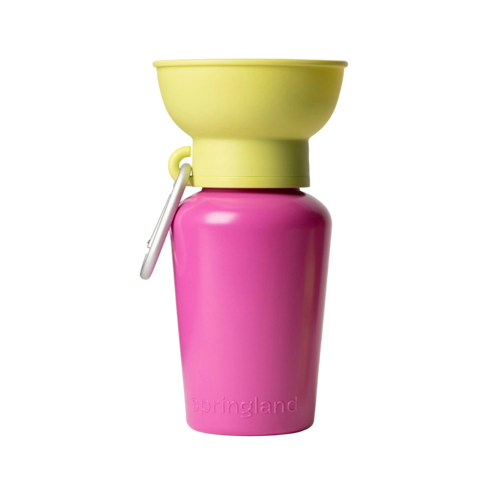 Reisetrinkflasche Flip Hundeflasche Pink/Gelb Palma limited Edition - springland