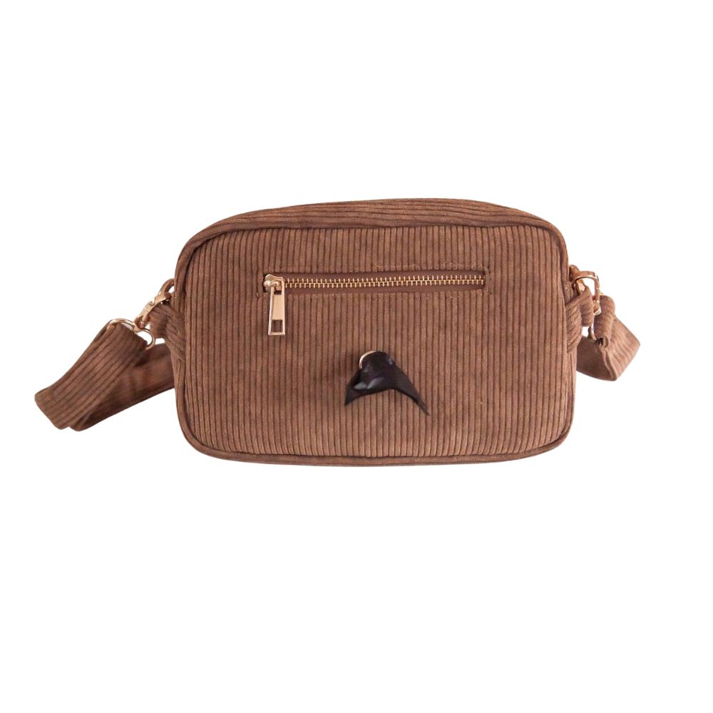 Rückseite mit Kotbeutelspender Gassitasche Fancy Dog Walking Bag CORD Brown - floofs & cookies