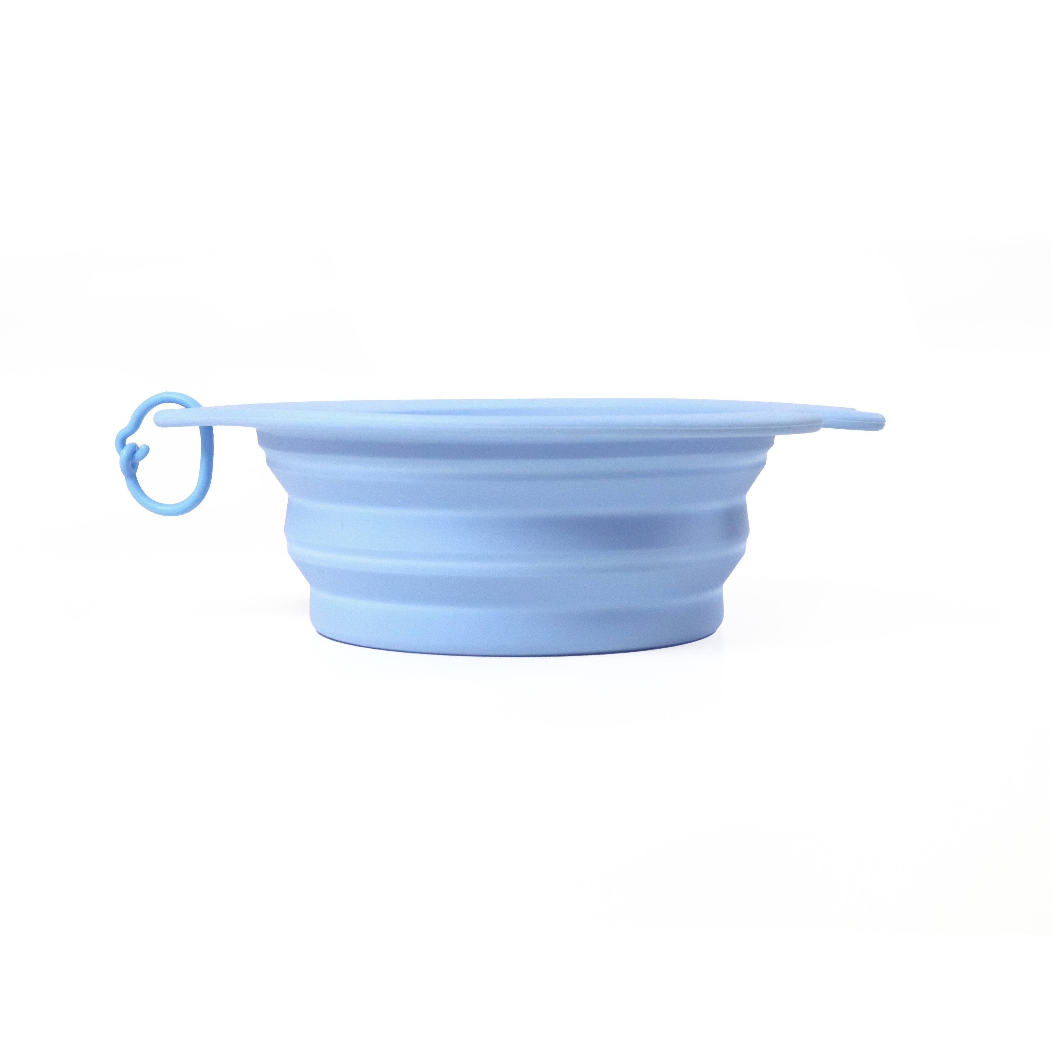 Seitenansicht Faltbare Reisenapf 1400 ml aus blauem Silikon Fish Bowl - United Pets