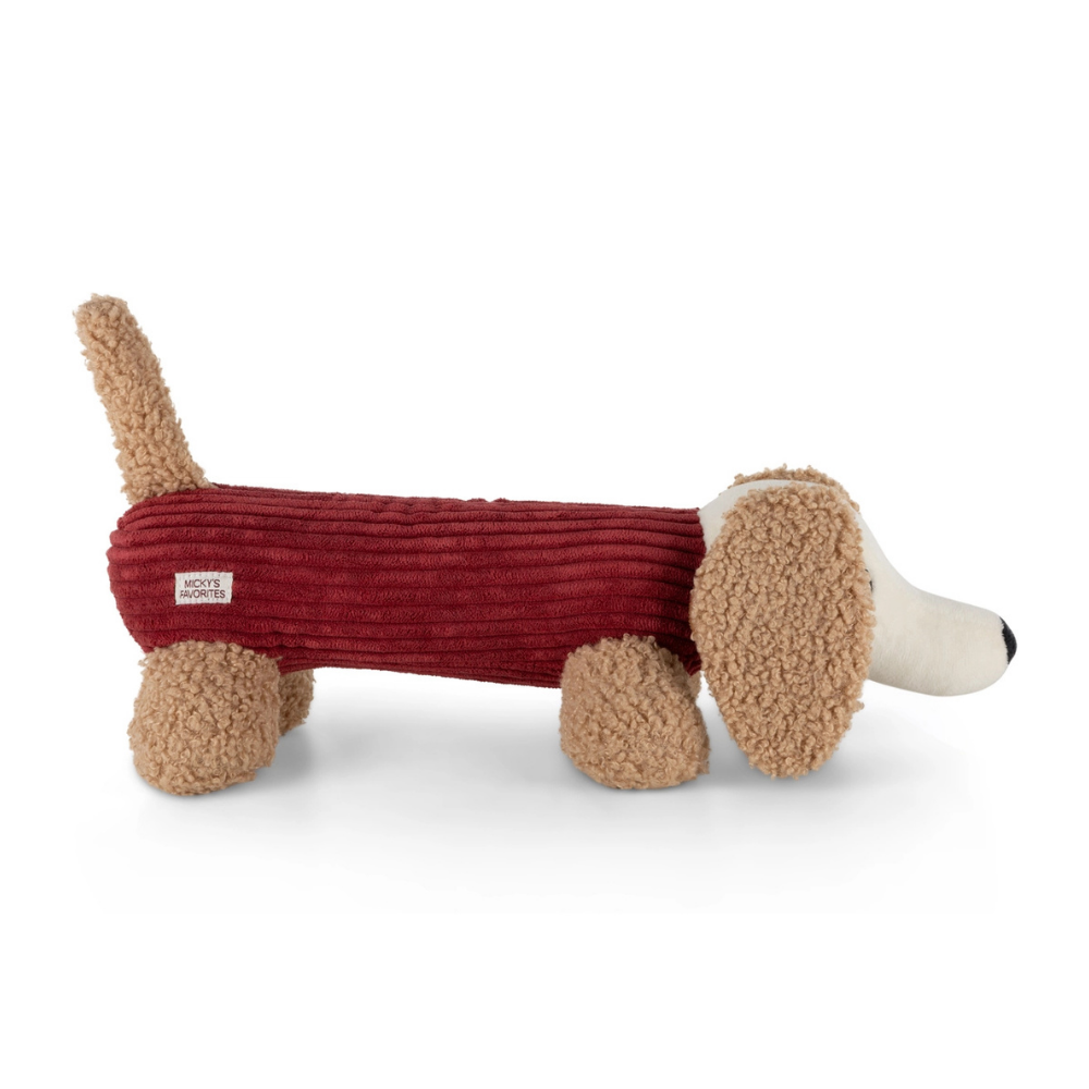 Seitenansicht Hundespielzeug Dackel Micky "Merlot" - Micky's Favorites