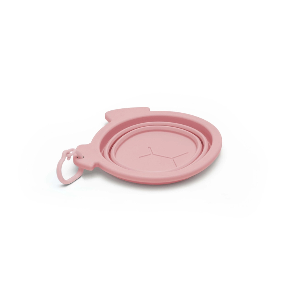 Seitenansicht faltbarer Reisenapf aus Silikon 500 ml Rosa - United Pets