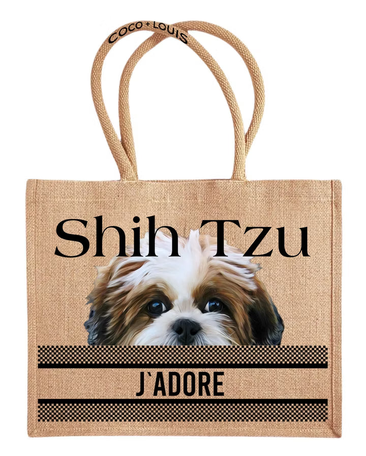COCO + LOUIS Jute Shopper mit Hundemotive Shih Tzu
