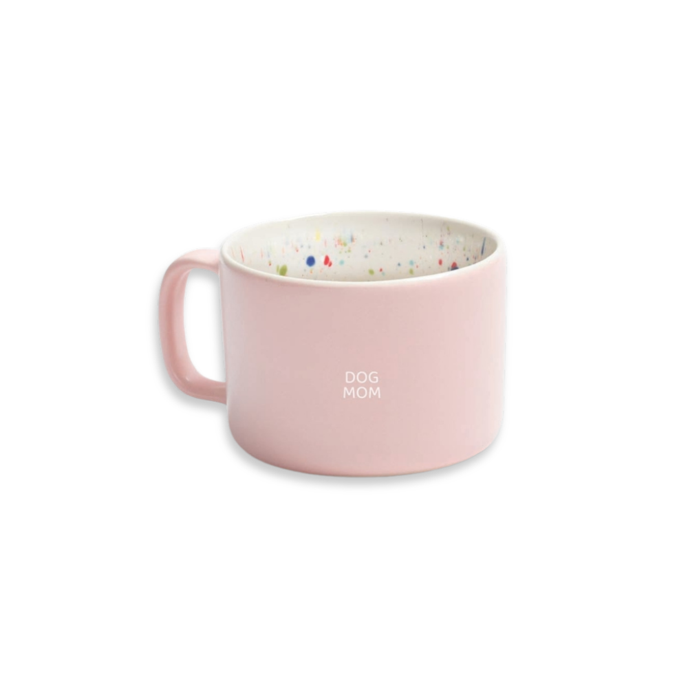 Tasse BREEZE Mug rosa 450 ml mit DOGMOM weiß - egg back home