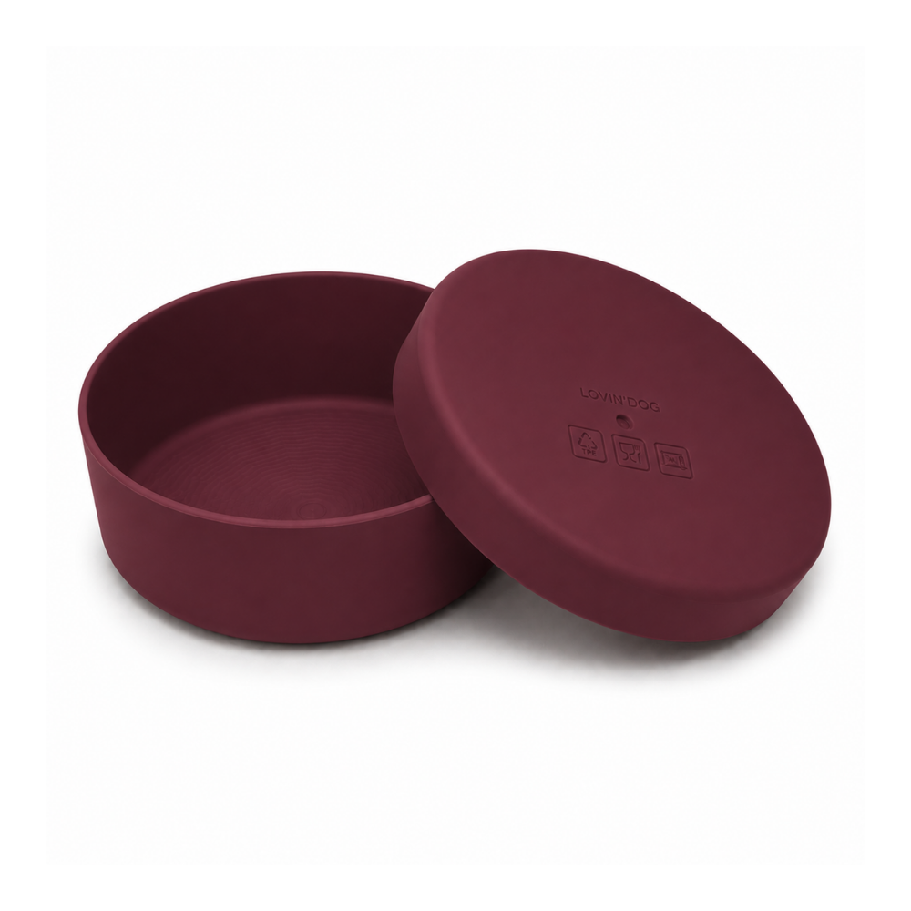 Travel Napf Set mit Deckel aus TPE BORDEAUX - LOVIN'DOG
