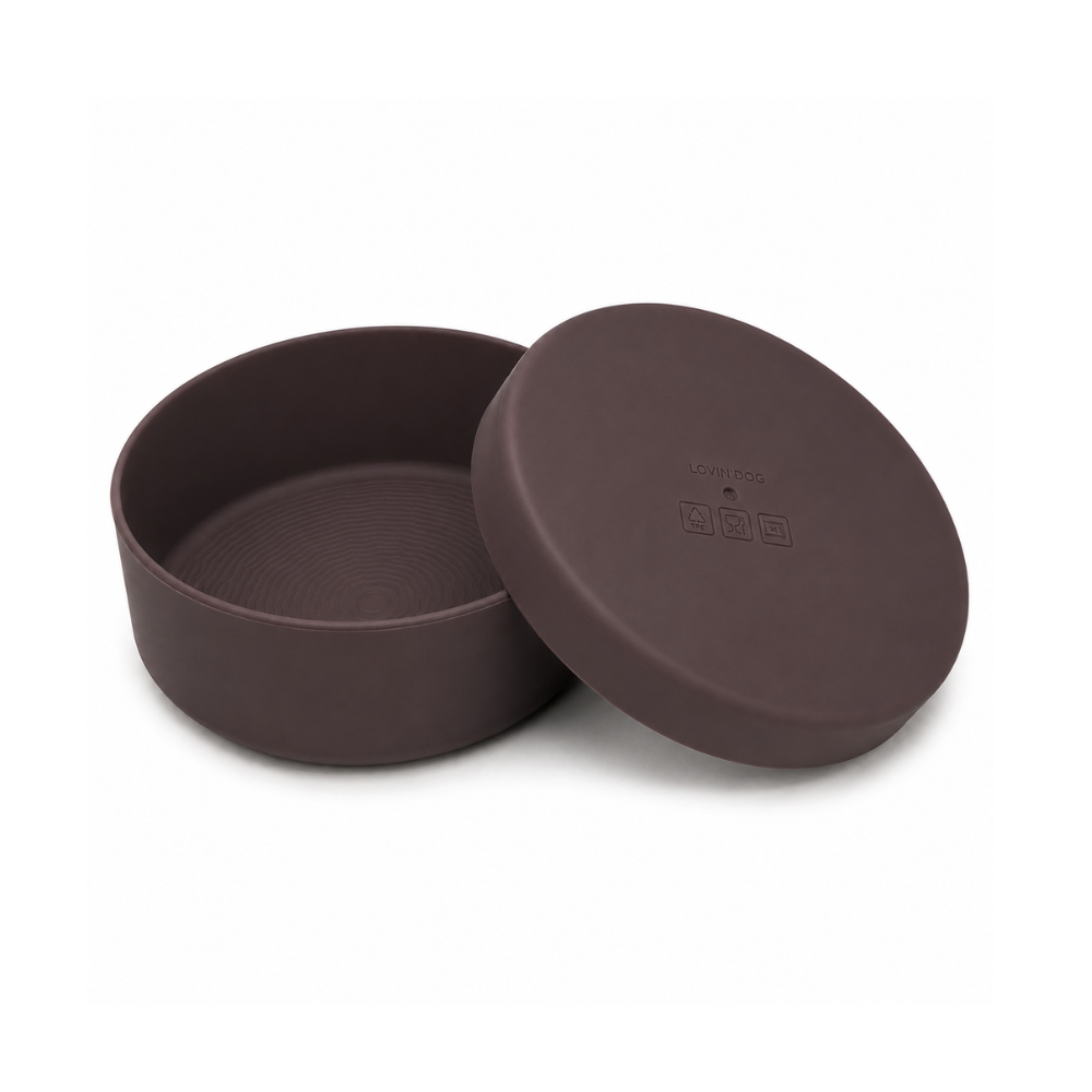Travel Napf Set mit Deckel aus TPE CHOCOLATE BROWN - LOVIN'DOG