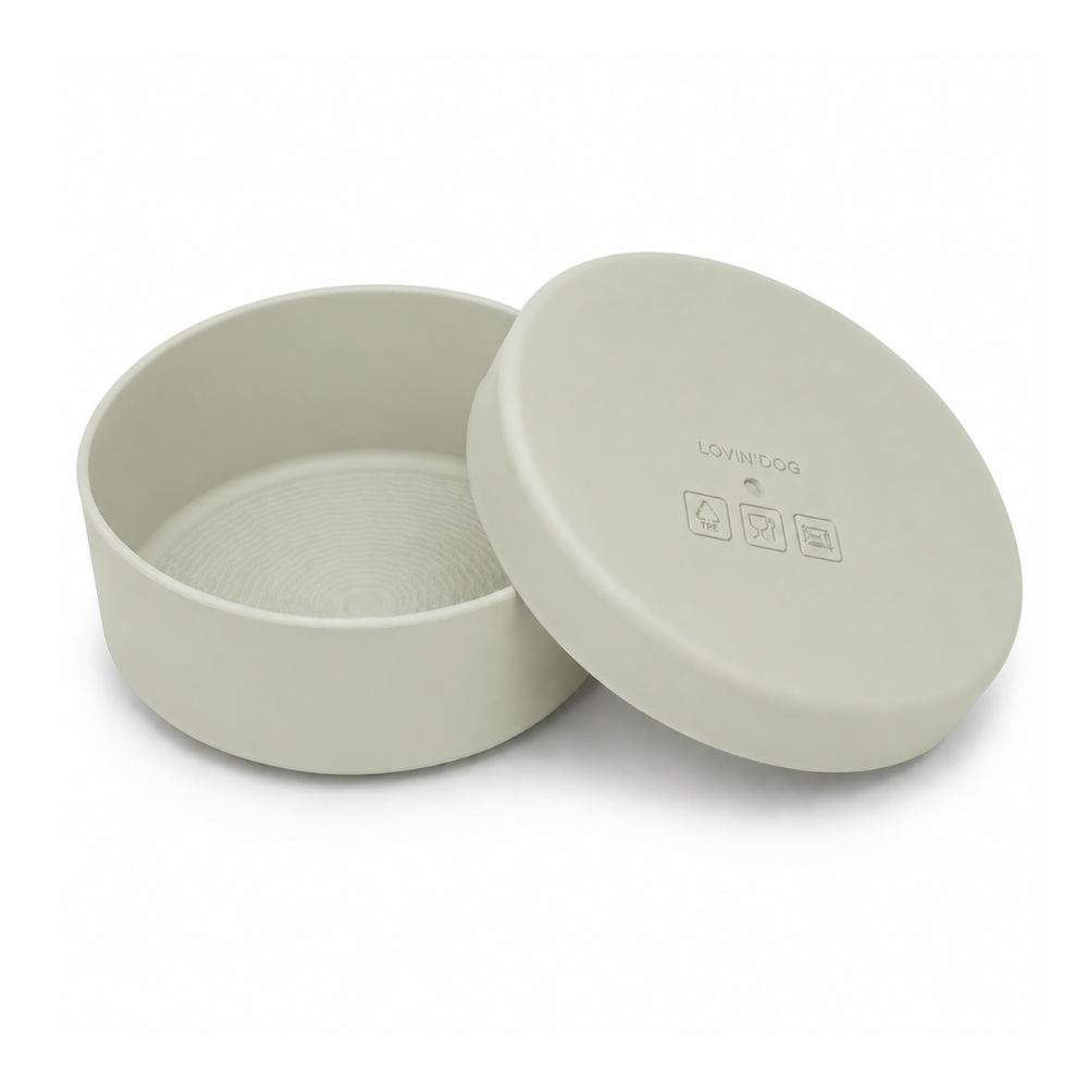 Travel Napf Set mit Deckel aus TPE GREIGE - LOVIN'DOG
