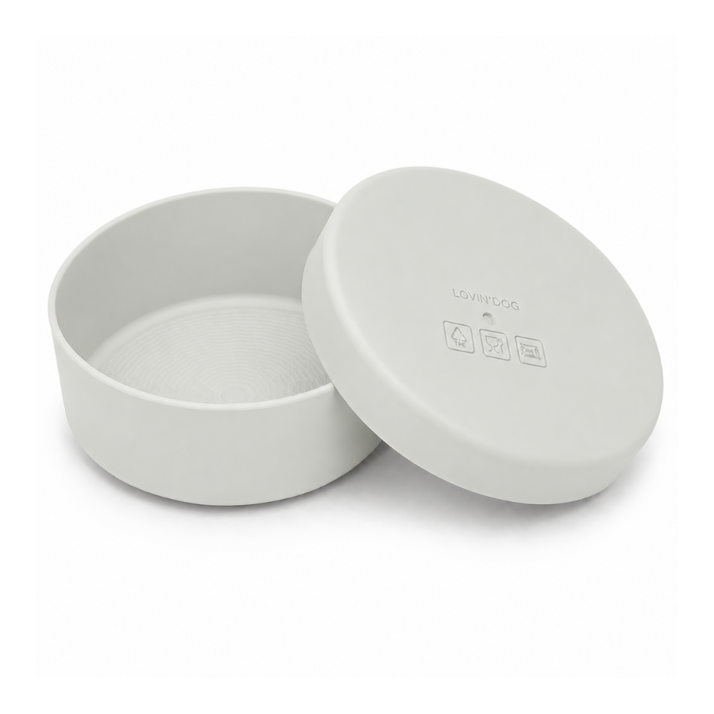 Travel Napf Set mit Deckel aus TPE LIGHT-GREY - LOVIN'DOG