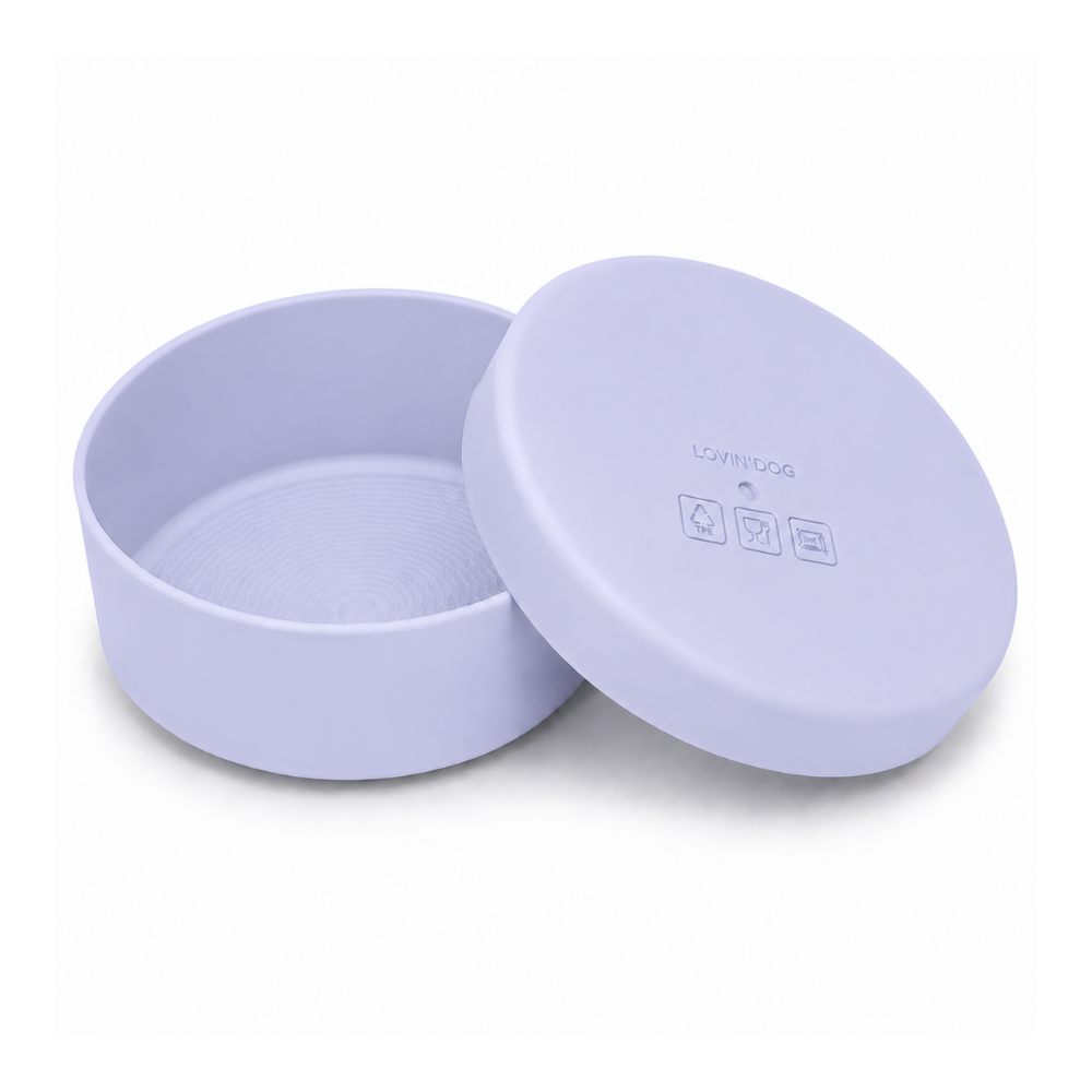 Travel Napf Set mit Deckel aus TPE LILAC - LOVIN'DOG
