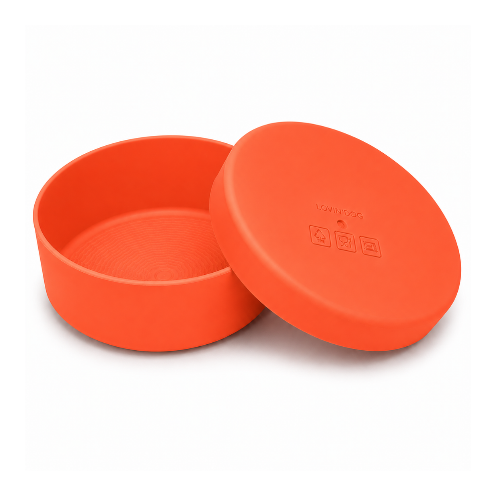 Travel Napf Set mit Deckel aus TPE ORANGE - LOVIN'DOG